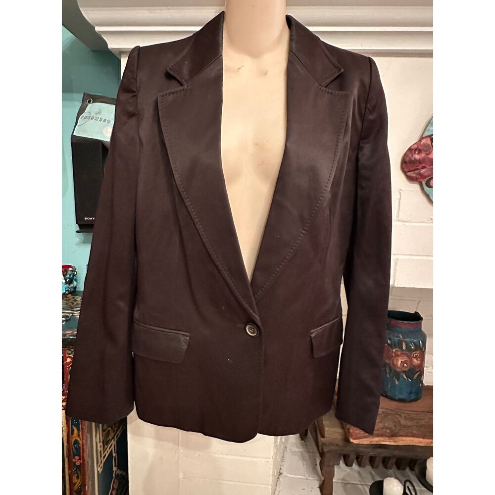 VINTAGE ANN DEMEULEMEESTER $1,850 ANTWERP SIX ESPRESSO SATIN BLAZER JACKET